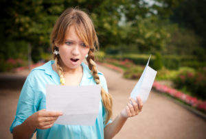 shocked girl with mail